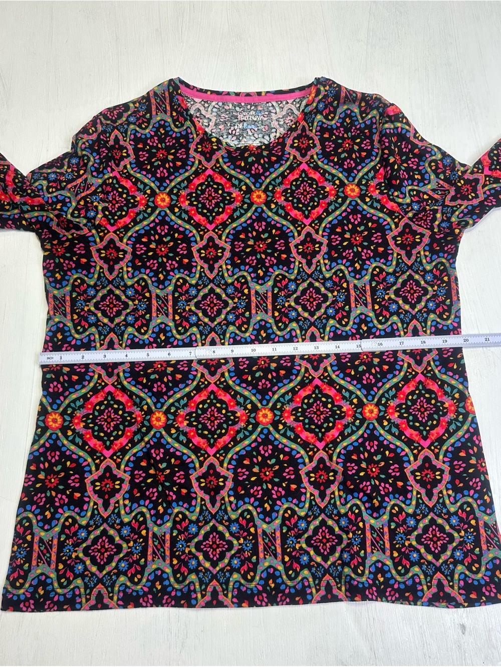 Croft & Barrow XL Classic Tee Boho Floral Geometric Print Long Sleeve Colorful - Picture 5 of 8